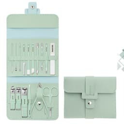 image-Make Up 16 Pcs Nail Clippers Nail Cutter Nail Scissors With PU Bag Stainless Steel Eagle Hook Portable Tools