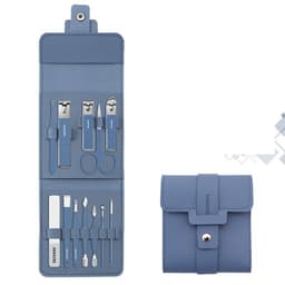 image-Make Up 16 Pcs Nail Clippers Nail Cutter Nail Scissors With PU Bag Stainless Steel Eagle Hook Portable Tools