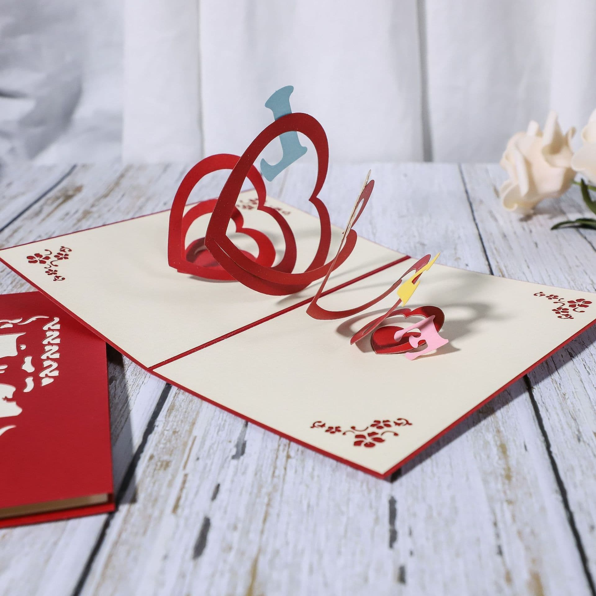 image-3D Engagement Cards Lovers Wedding Invitation Greeting Cards Laser Cut Valentine's Day Gift Anniversary Card Wholesale