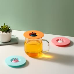 image-Cartoon Cute Cat Ear Silicone Sealing Lid Leakproof Dustproof Cup Lid Household Tea Mug Cup Bowl Lid Sealing Cover Keep