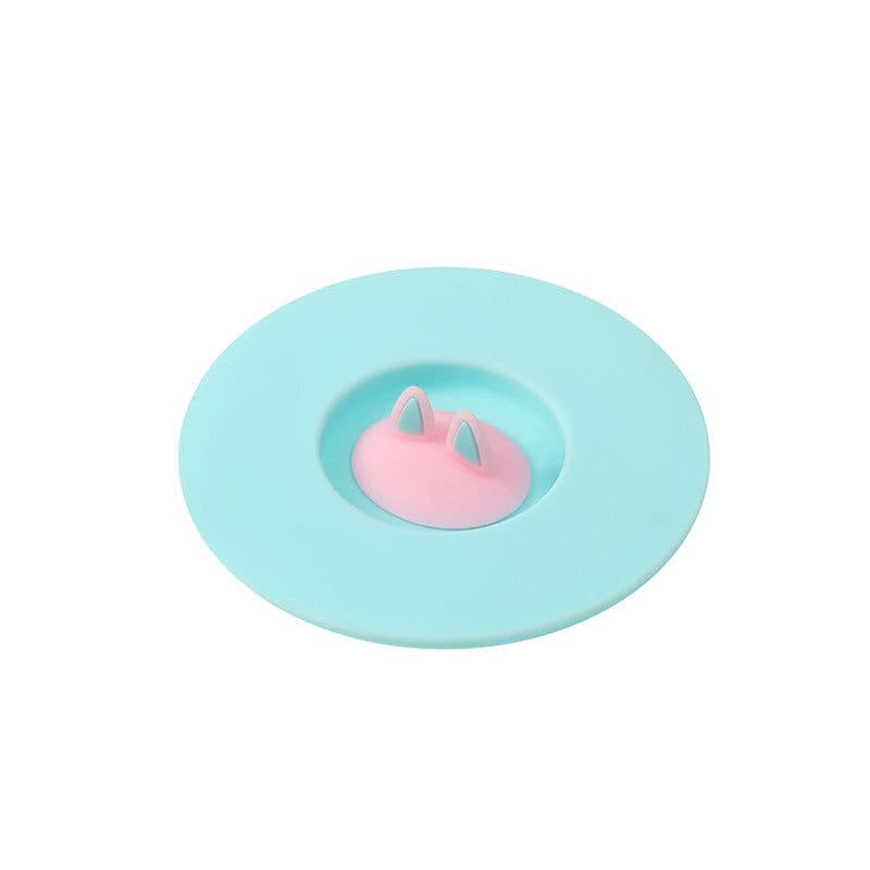image-Cartoon Cute Cat Ear Silicone Sealing Lid Leakproof Dustproof Cup Lid Household Tea Mug Cup Bowl Lid Sealing Cover Keep