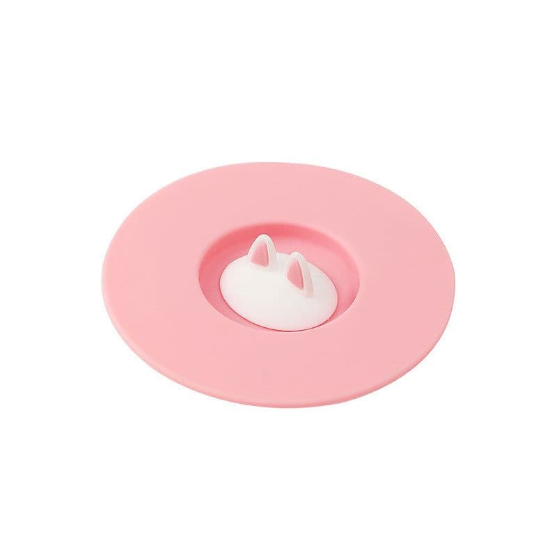 image-Cartoon Cute Cat Ear Silicone Sealing Lid Leakproof Dustproof Cup Lid Household Tea Mug Cup Bowl Lid Sealing Cover Keep
