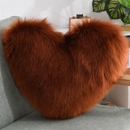 image-Throw Pillows Heart Shape Long Plush Fluffy Shaggy Cushion Cover Sofa Cushions Decorative Pillow Covers Pillowcase White