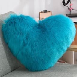 image-Throw Pillows Heart Shape Long Plush Fluffy Shaggy Cushion Cover Sofa Cushions Decorative Pillow Covers Pillowcase White
