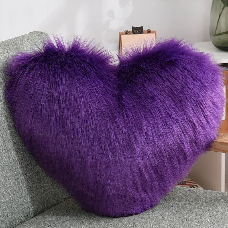 image-Throw Pillows Heart Shape Long Plush Fluffy Shaggy Cushion Cover Sofa Cushions Decorative Pillow Covers Pillowcase White