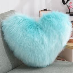 image-Throw Pillows Heart Shape Long Plush Fluffy Shaggy Cushion Cover Sofa Cushions Decorative Pillow Covers Pillowcase White