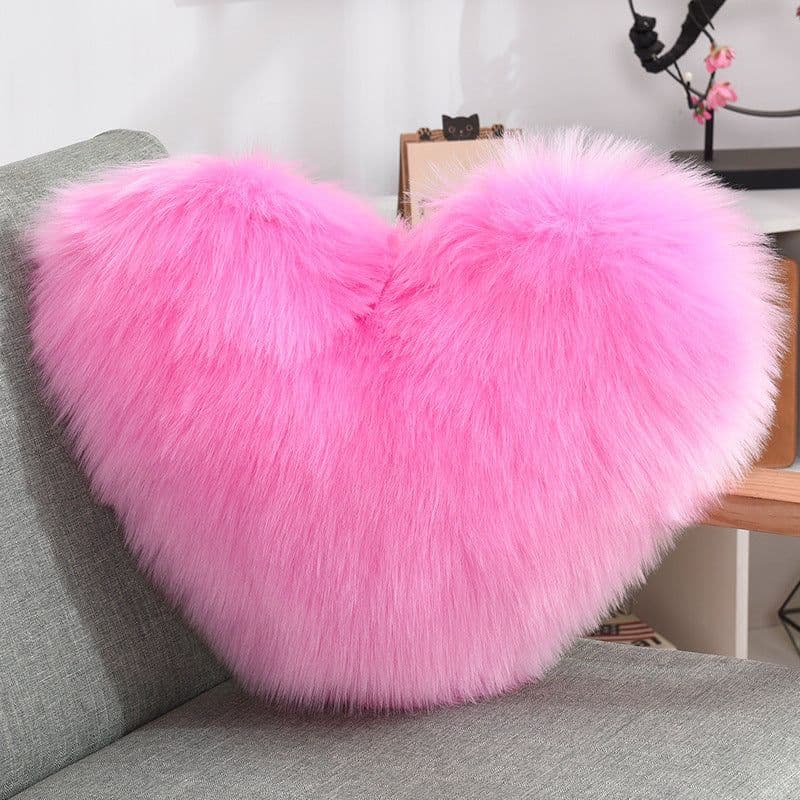 image-Throw Pillows Heart Shape Long Plush Fluffy Shaggy Cushion Cover Sofa Cushions Decorative Pillow Covers Pillowcase White
