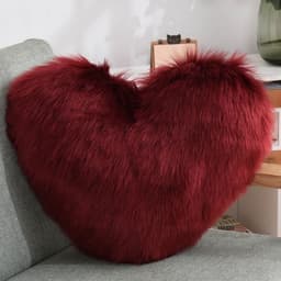 image-Throw Pillows Heart Shape Long Plush Fluffy Shaggy Cushion Cover Sofa Cushions Decorative Pillow Covers Pillowcase White