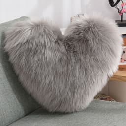 image-Throw Pillows Heart Shape Long Plush Fluffy Shaggy Cushion Cover Sofa Cushions Decorative Pillow Covers Pillowcase White