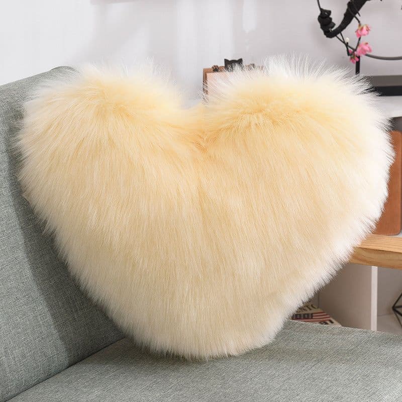 image-Throw Pillows Heart Shape Long Plush Fluffy Shaggy Cushion Cover Sofa Cushions Decorative Pillow Covers Pillowcase White