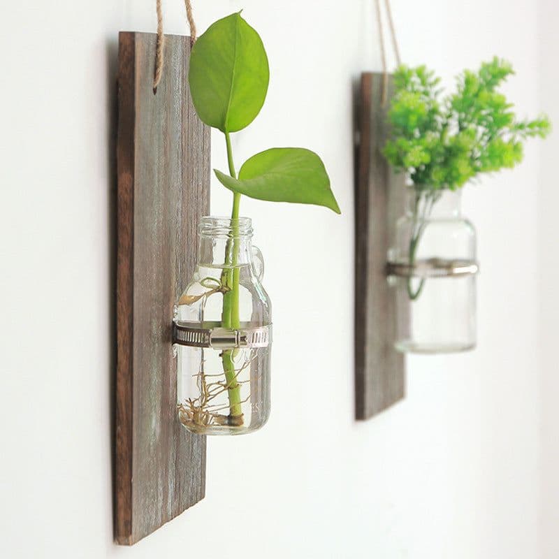 image-American Country Wooden Hydroponic Plank Wall Hanging