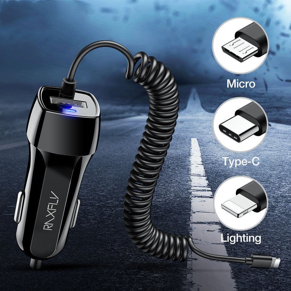 image-USB Car Phone Charger Spring Wire