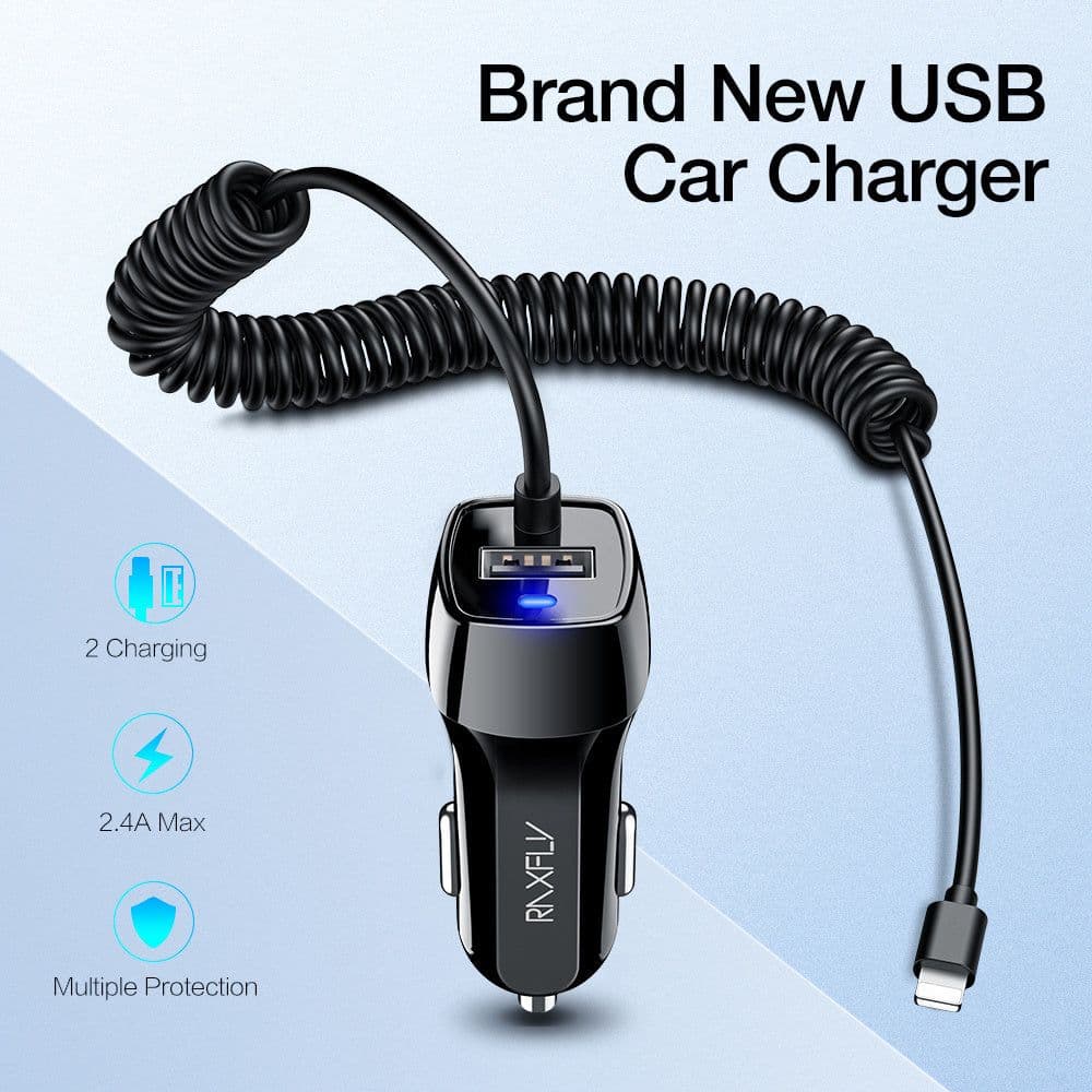 image-USB Car Phone Charger Spring Wire