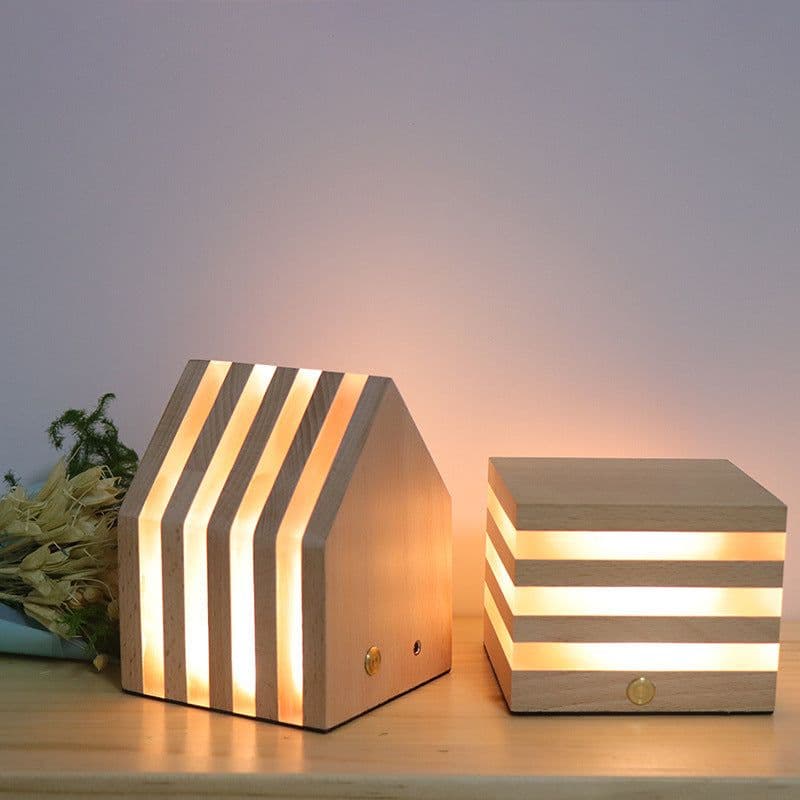 image-Ins Nordic Girl Heart Shooting Props Wooden Rechargeable LED Night Light