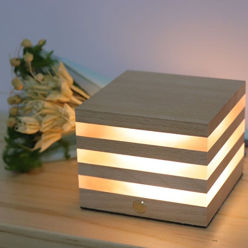 image-Ins Nordic Girl Heart Shooting Props Wooden Rechargeable LED Night Light
