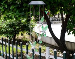 image-Color Changing Solar Power Wind Chime Crystal Ball Hummingbird Butterfly Waterproof Outdoor Windchime Light For Patio Yard Garde