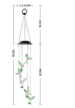 image-Color Changing Solar Power Wind Chime Crystal Ball Hummingbird Butterfly Waterproof Outdoor Windchime Light For Patio Yard Garde