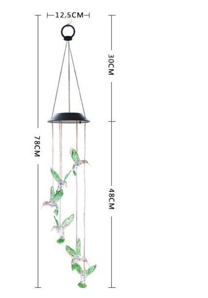image-Color Changing Solar Power Wind Chime Crystal Ball Hummingbird Butterfly Waterproof Outdoor Windchime Light For Patio Yard Garde