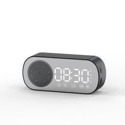 image-BT Music Alarm Clocks Mirror FM Radio LED Digital Clock 2 Alarm Snooze 24H Electronic Watch Dimming Table Phone Stand USB Clocks