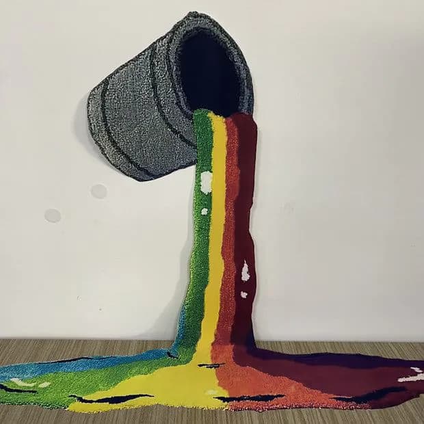 image-Rainbow 3D Creative Carpet Wall Hanging Decor Rainbow Floor Mats Bedroom Living Room Kids Room Carpet Rugs Bedside Pad Doormat