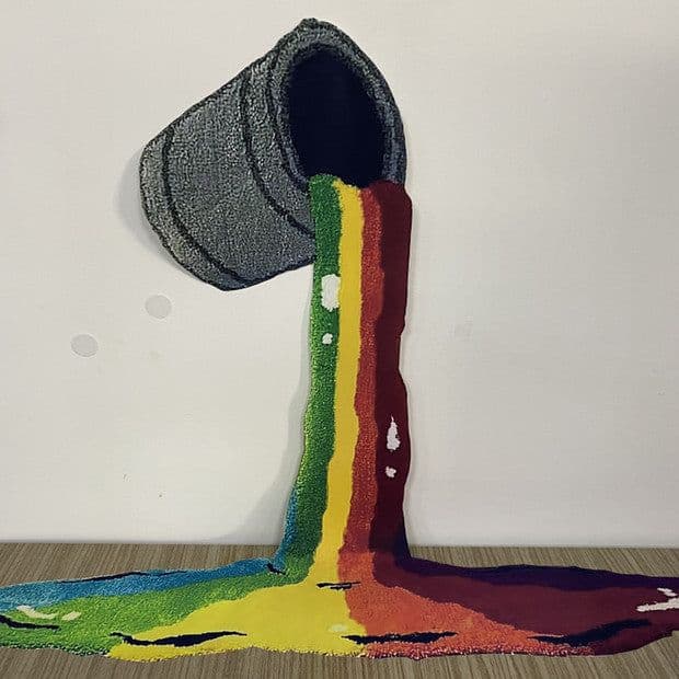 image-Rainbow 3D Creative Carpet Wall Hanging Decor Rainbow Floor Mats Bedroom Living Room Kids Room Carpet Rugs Bedside Pad Doormat