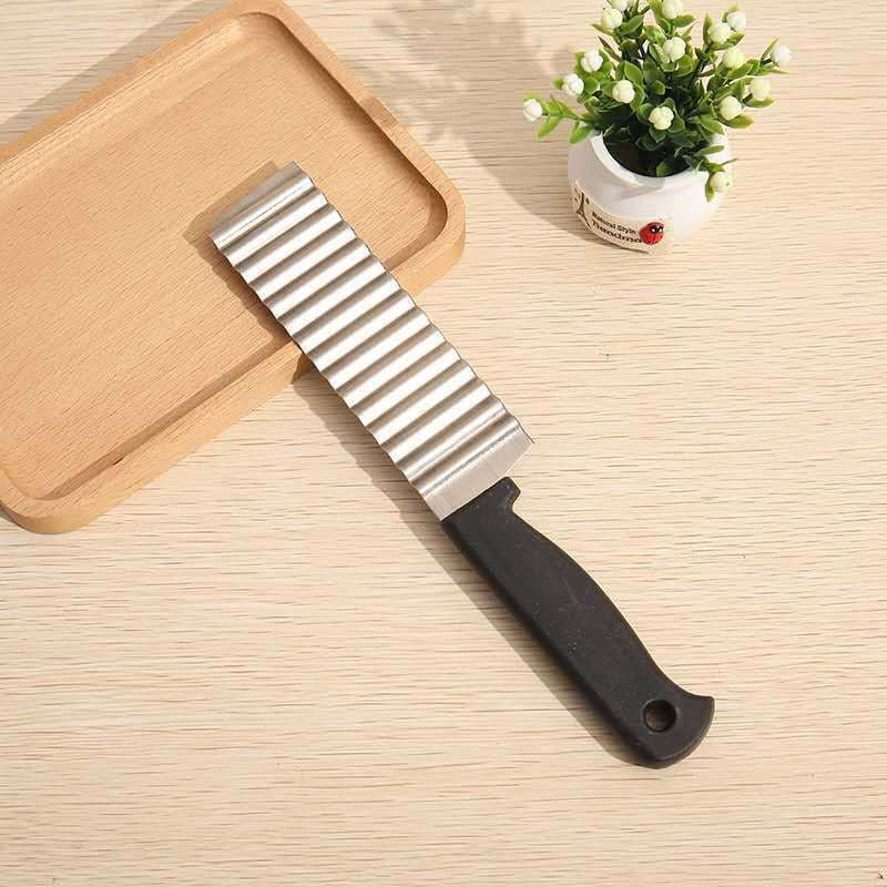 image-Kitchen Supplies Stainless Steel Potato Chip Slicer Dough Vegetable Fruit Crinkle Wavy Slicer Knife Potato Cutter Chopper French Fry Maker Tools