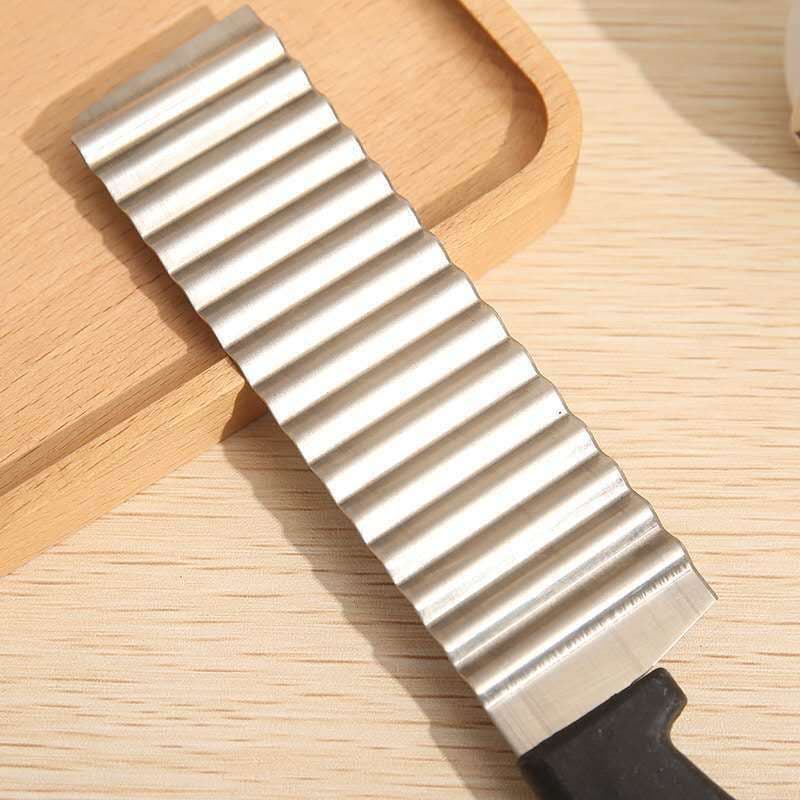 image-Kitchen Supplies Stainless Steel Potato Chip Slicer Dough Vegetable Fruit Crinkle Wavy Slicer Knife Potato Cutter Chopper French Fry Maker Tools