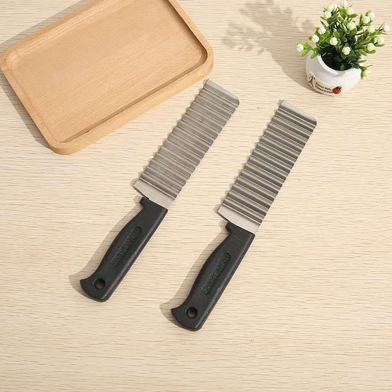 image-Kitchen Supplies Stainless Steel Potato Chip Slicer Dough Vegetable Fruit Crinkle Wavy Slicer Knife Potato Cutter Chopper French Fry Maker Tools