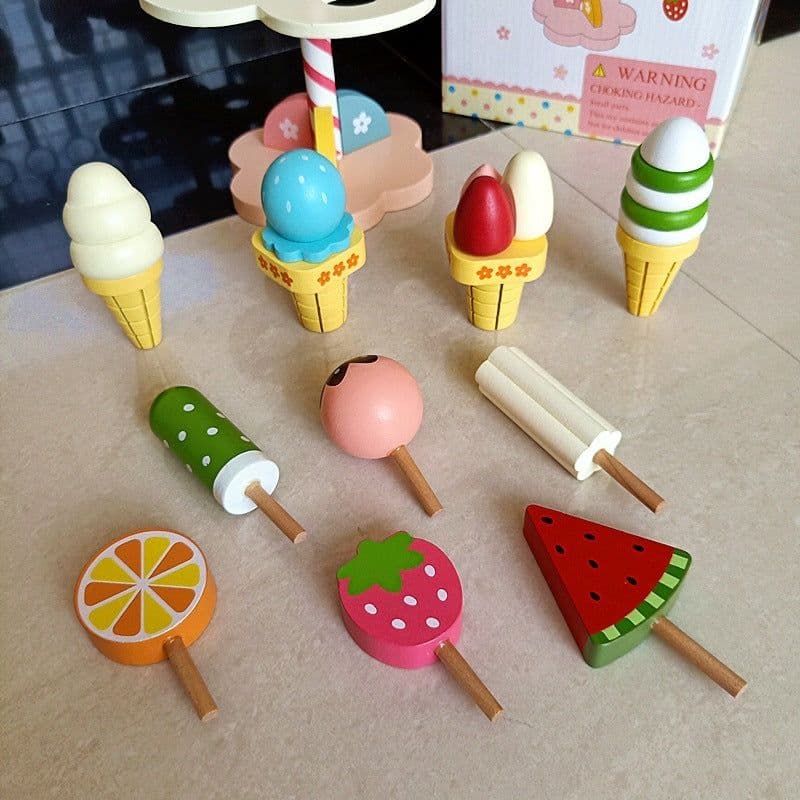 image-Teapot Birthday Cake Coffee Machine Wooden Kids Toys