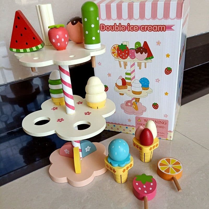 image-Teapot Birthday Cake Coffee Machine Wooden Kids Toys