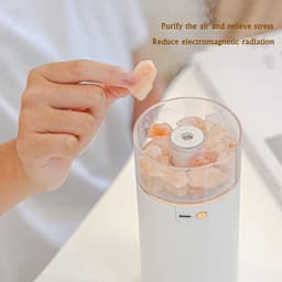 image-Air Humidifier Crystal Salt Stone Desktop Aromatherapy Essential Oil Ultrasonic Diffuser With LED Lamp Bedroom Home Humidifier