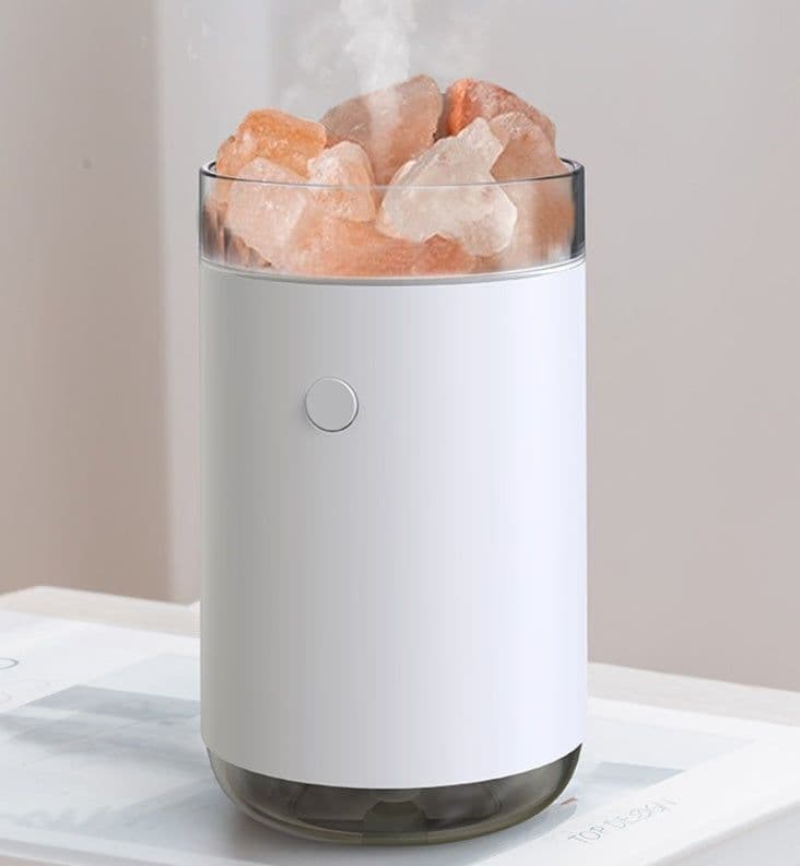 image-Air Humidifier Crystal Salt Stone Desktop Aromatherapy Essential Oil Ultrasonic Diffuser With LED Lamp Bedroom Home Humidifier