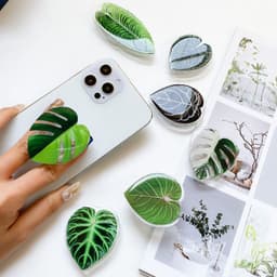 image-Cute Green Leaves Smartphone Holder Finger Stand Support For Phone Handband
