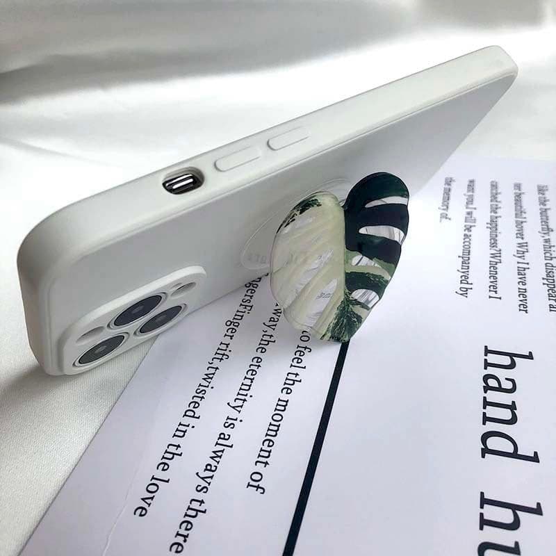 image-Cute Green Leaves Smartphone Holder Finger Stand Support For Phone Handband