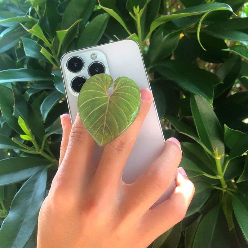 image-Cute Green Leaves Smartphone Holder Finger Stand Support For Phone Handband