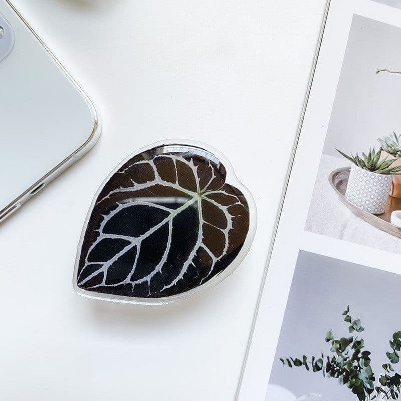 image-Cute Green Leaves Smartphone Holder Finger Stand Support For Phone Handband