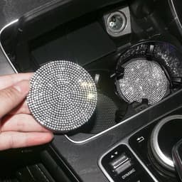 image-Bling Car Coasters For Cup Holder 2 Pack Universal Anti Slip Silicone Cup Holder Insert Crystal Rhinestone Car Interior Accessories