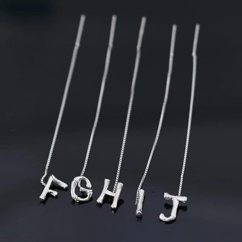 image-Fashion Jewelry 925 Sterling Silver 26 Letters Drop Earrings For Women Classic English Minimalism Student Earring Friends Party Jewelry Gift