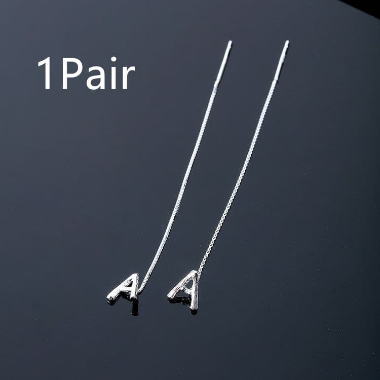 image-Fashion Jewelry 925 Sterling Silver 26 Letters Drop Earrings For Women Classic English Minimalism Student Earring Friends Party Jewelry Gift