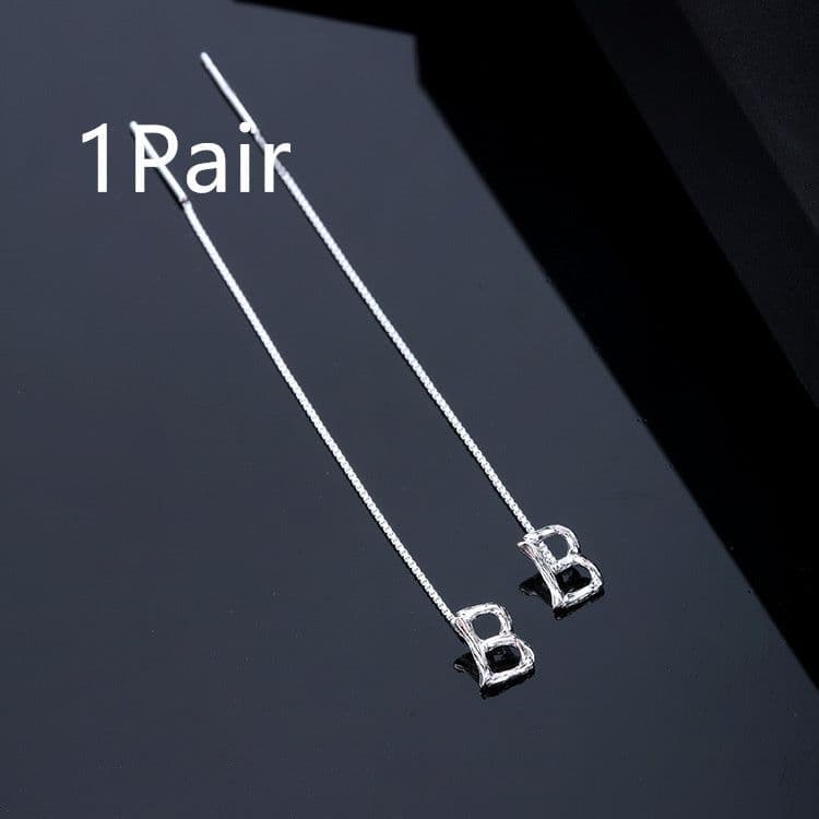 image-Fashion Jewelry 925 Sterling Silver 26 Letters Drop Earrings For Women Classic English Minimalism Student Earring Friends Party Jewelry Gift