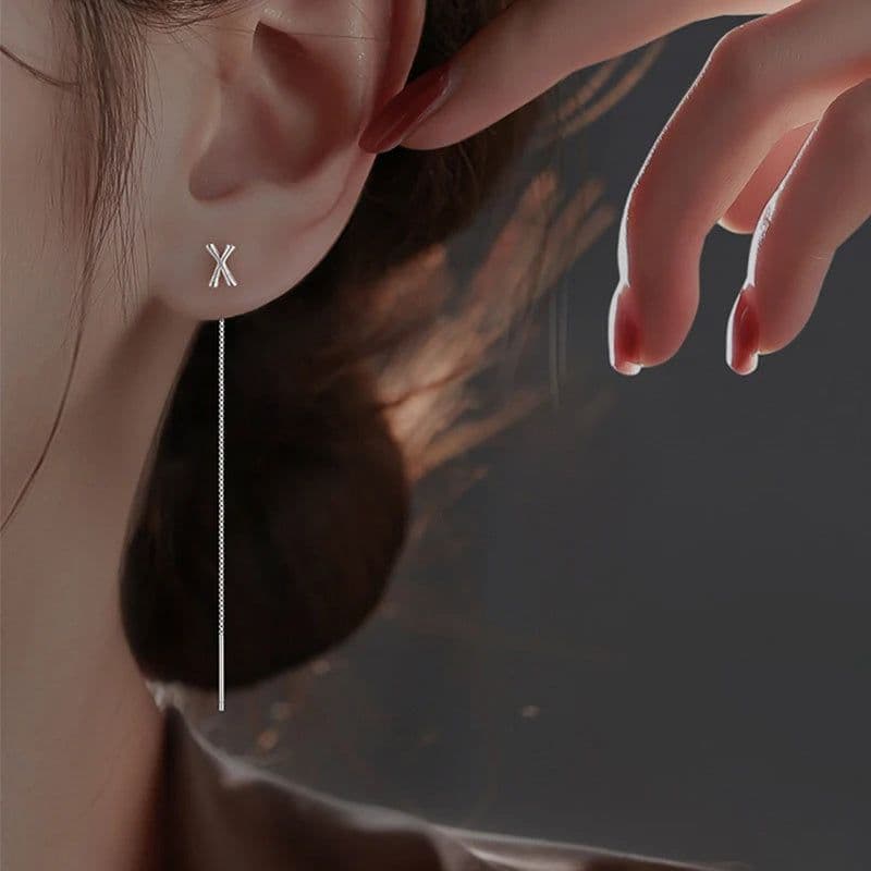 image-Fashion Jewelry 925 Sterling Silver 26 Letters Drop Earrings For Women Classic English Minimalism Student Earring Friends Party Jewelry Gift