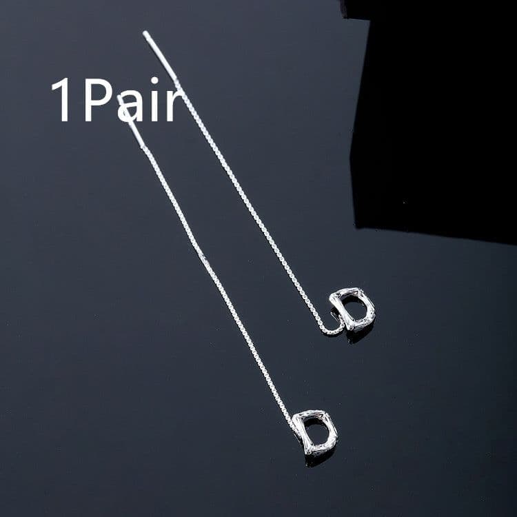 image-Fashion Jewelry 925 Sterling Silver 26 Letters Drop Earrings For Women Classic English Minimalism Student Earring Friends Party Jewelry Gift