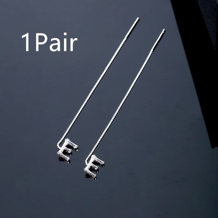 image-Fashion Jewelry 925 Sterling Silver 26 Letters Drop Earrings For Women Classic English Minimalism Student Earring Friends Party Jewelry Gift