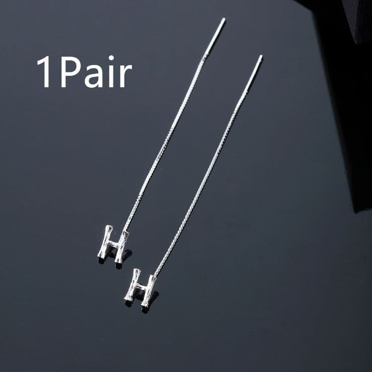 image-Fashion Jewelry 925 Sterling Silver 26 Letters Drop Earrings For Women Classic English Minimalism Student Earring Friends Party Jewelry Gift