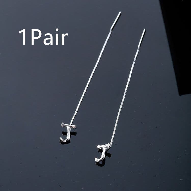 image-Fashion Jewelry 925 Sterling Silver 26 Letters Drop Earrings For Women Classic English Minimalism Student Earring Friends Party Jewelry Gift