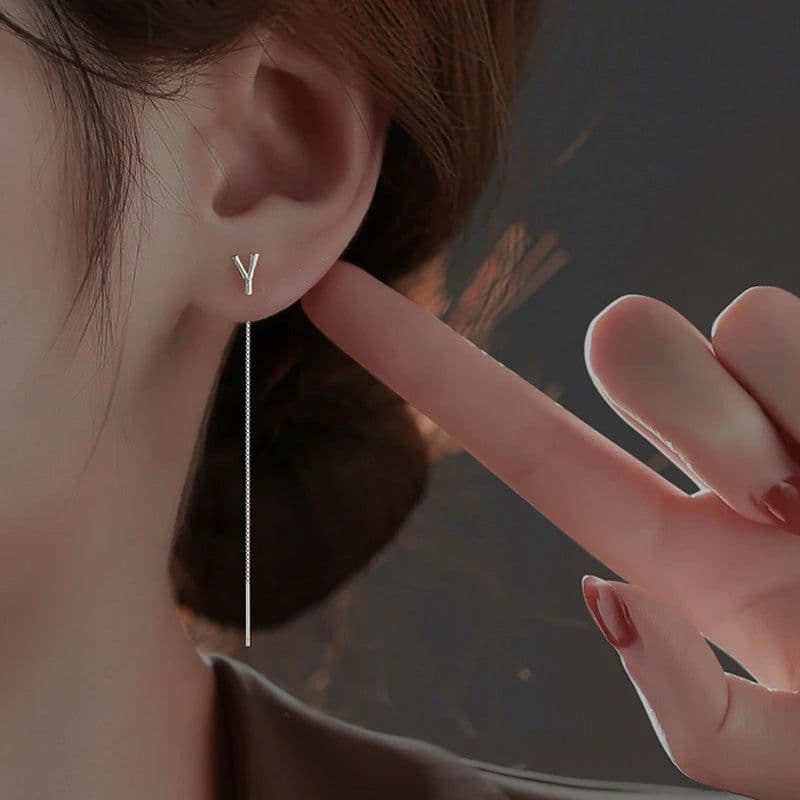image-Fashion Jewelry 925 Sterling Silver 26 Letters Drop Earrings For Women Classic English Minimalism Student Earring Friends Party Jewelry Gift