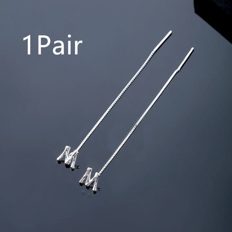 image-Fashion Jewelry 925 Sterling Silver 26 Letters Drop Earrings For Women Classic English Minimalism Student Earring Friends Party Jewelry Gift