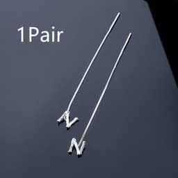 image-Fashion Jewelry 925 Sterling Silver 26 Letters Drop Earrings For Women Classic English Minimalism Student Earring Friends Party Jewelry Gift