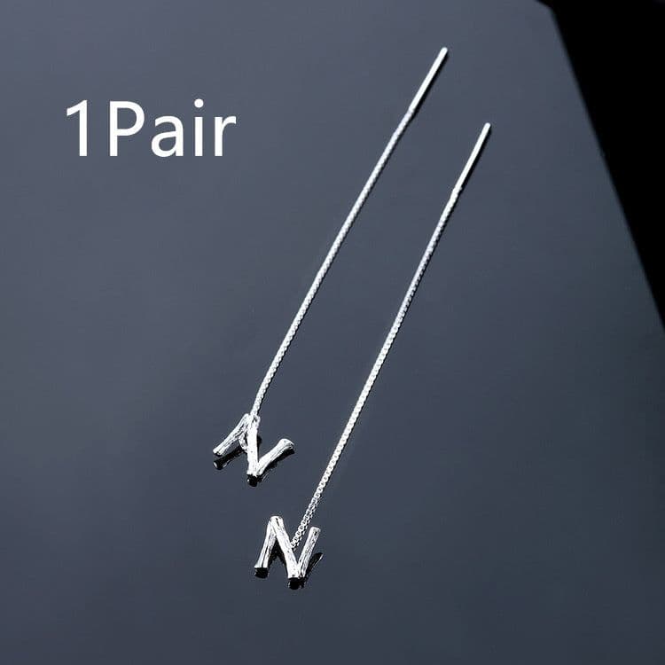 image-Fashion Jewelry 925 Sterling Silver 26 Letters Drop Earrings For Women Classic English Minimalism Student Earring Friends Party Jewelry Gift
