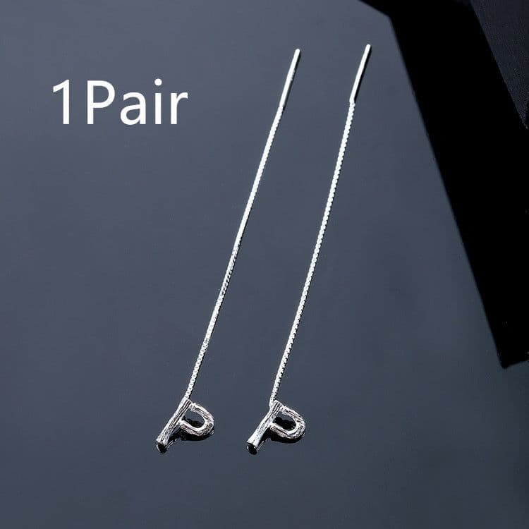 image-Fashion Jewelry 925 Sterling Silver 26 Letters Drop Earrings For Women Classic English Minimalism Student Earring Friends Party Jewelry Gift